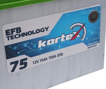 13 999 р. Аккумулятор KORTEX EFB ASIA 75Ач обратная полярность KORTEX 6ст75(0) smf570501 (d26)  с доставкой в г. Пермь. Увеличить фотографию 2