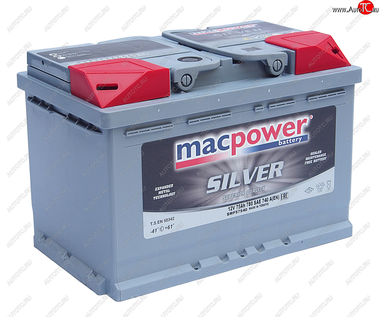 12 599 р. Аккумулятор MACPOWER 75Ач обратная полярность MACPOWER 6ст75(0) smf57540  с доставкой в г. Пермь