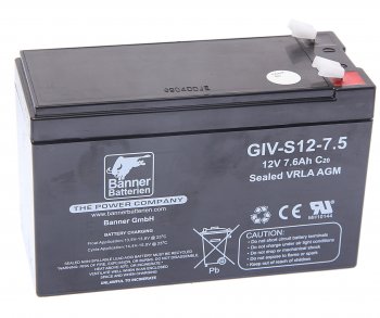 Аккумулятор BANNER GIV-S 7.5А/ч BANNER 6ст7,5 giv-s 12-7,5 BANNER 6ст7,5 giv-s 12-7,5