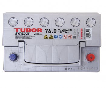 12 399 р. Аккумулятор TUBOR Synergy 76Ач обратная полярность TUBOR 6ст76(0)  с доставкой в г. Пермь. Увеличить фотографию 2