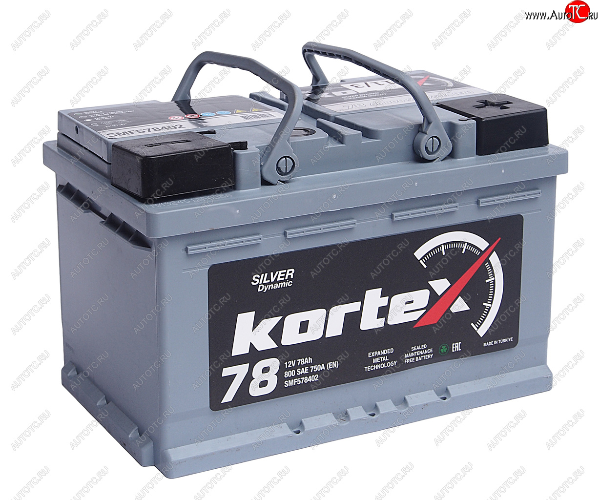 13 399 р. Аккумулятор KORTEX SILVER Dynamic 78Ач обратная полярность, низкий KORTEX 6ст78(0) smf578402  с доставкой в г. Пермь