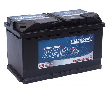 Аккумулятор MACPOWER AGM 80Ач обратная полярность MACPOWER 6ст80(0) 80agm58515