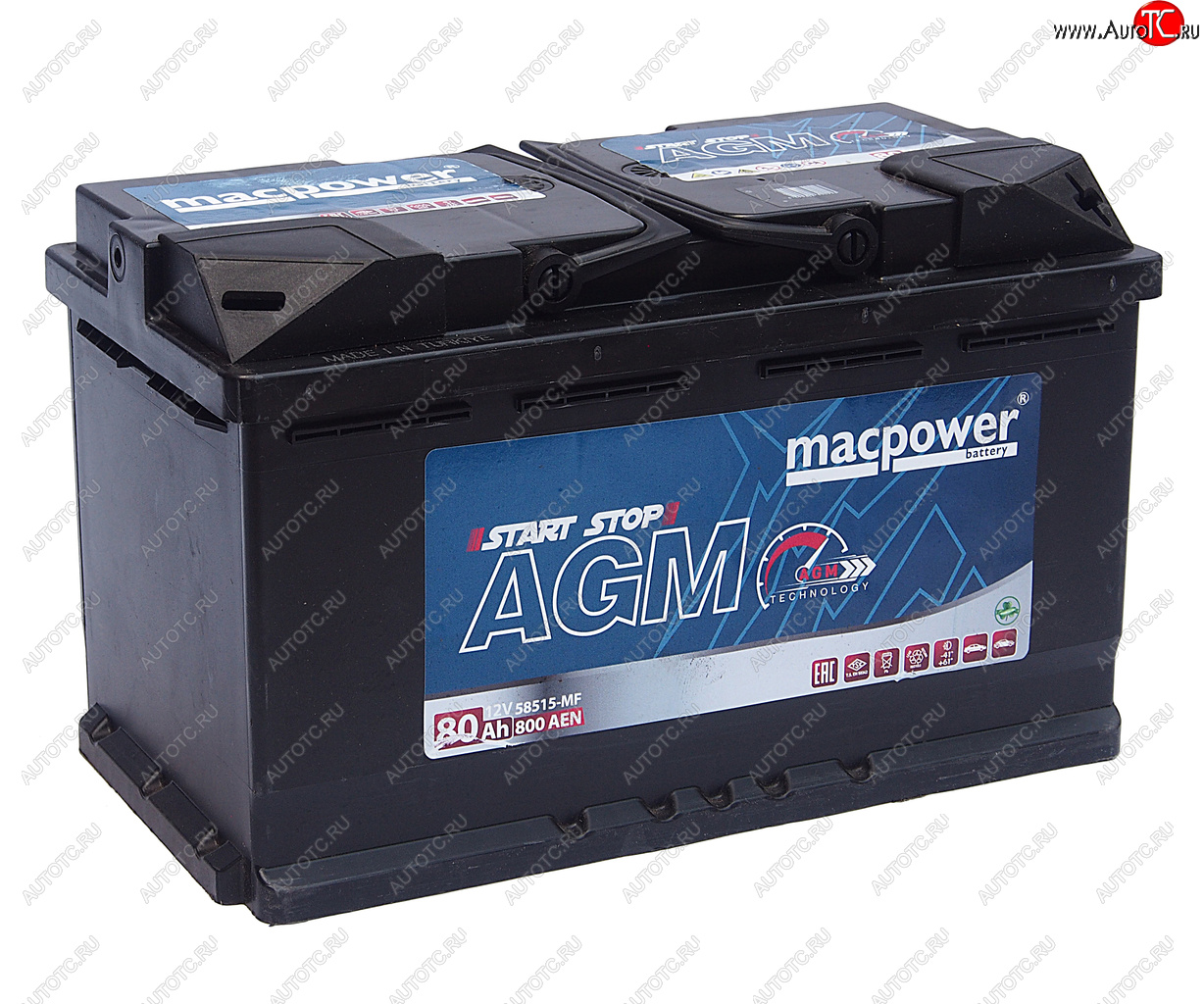 25 999 р. Аккумулятор MACPOWER AGM 80Ач обратная полярность MACPOWER 6ст80(0) 80agm58515  с доставкой в г. Пермь