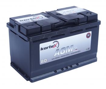 Аккумулятор KORTEX AGM 80Ач обратная полярность KORTEX 6ст80(0) agm580901