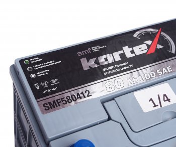 13 549 р. Аккумулятор KORTEX SILVER Dynamic ASIA 80Ач обратная полярность KORTEX 6ст80(0) smf580412 (d26)  с доставкой в г. Пермь. Увеличить фотографию 3