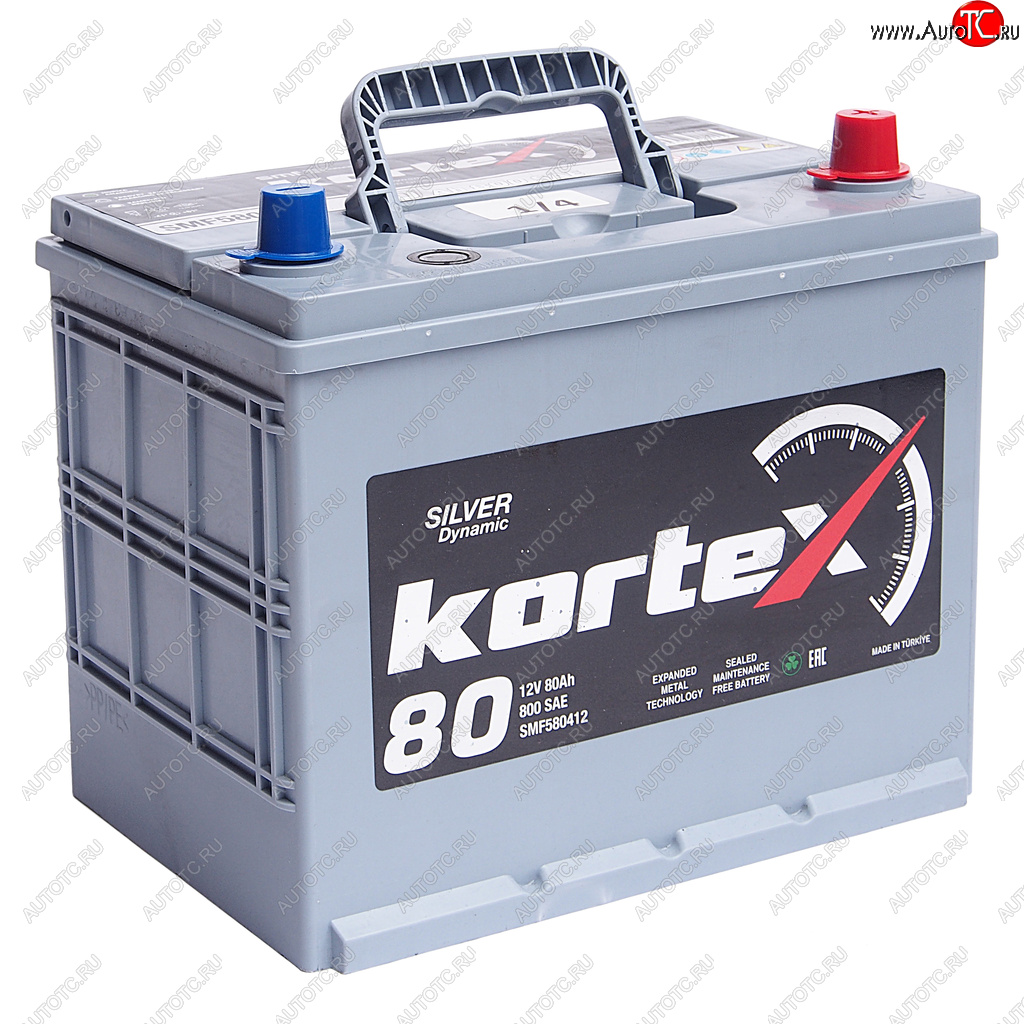 13 549 р. Аккумулятор KORTEX SILVER Dynamic ASIA 80Ач обратная полярность KORTEX 6ст80(0) smf580412 (d26)  с доставкой в г. Пермь