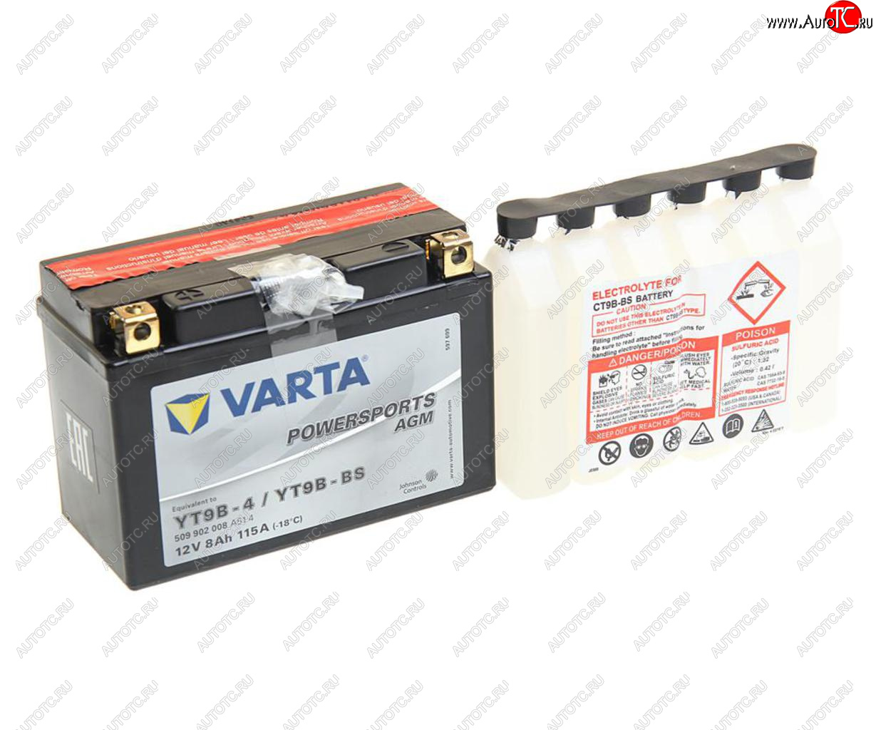 5 249 р. Аккумулятор VARTA MOTO AGM 8Ач VARTA 6ст8 509 902 008 (yt9b-4(bs))  с доставкой в г. Пермь