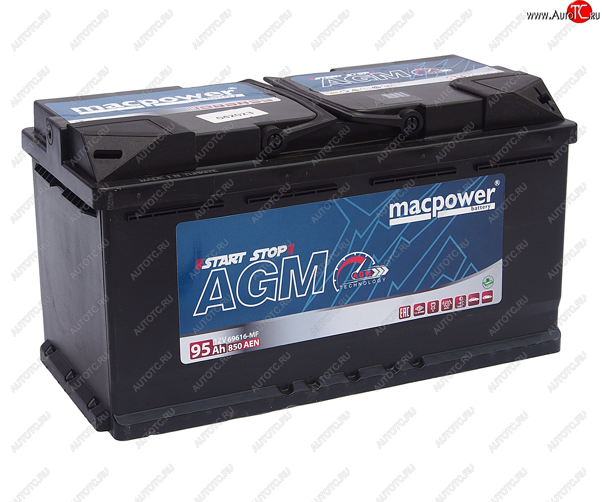 28 599 р. Аккумулятор MACPOWER AGM 95Ач обратная полярность MACPOWER 6ст95(0) 95agm69616  с доставкой в г. Пермь