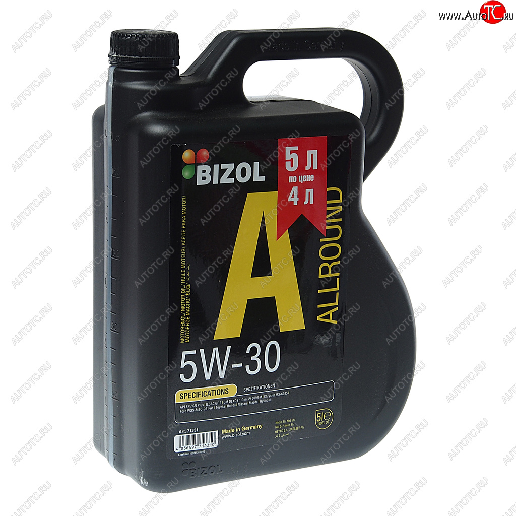 4 549 р. Масло моторное ALLROUND 5W30 синт.5л BIZOL АКЦИЯ BIZOL 71331  с доставкой в г. Пермь