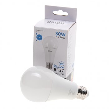 339 р. Лампа светодиодная E27 A67 30W(250W) 220V холодный GAUSS GAUSS 73239  с доставкой в г. Пермь. Увеличить фотографию 1