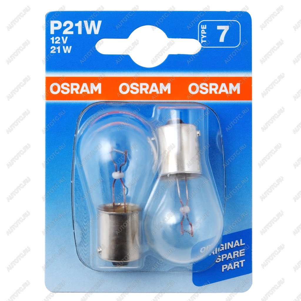 170 р. Лампа 12V P21W BA15s блистер (2шт.) OSRAM OSRAM 7506-02b  с доставкой в г. Пермь