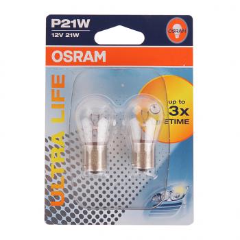 280 р. Лампа 12V P21W BA15s блистер (2шт.) Ultra Life OSRAM OSRAM 7506ult-02b  с доставкой в г. Пермь. Увеличить фотографию 1