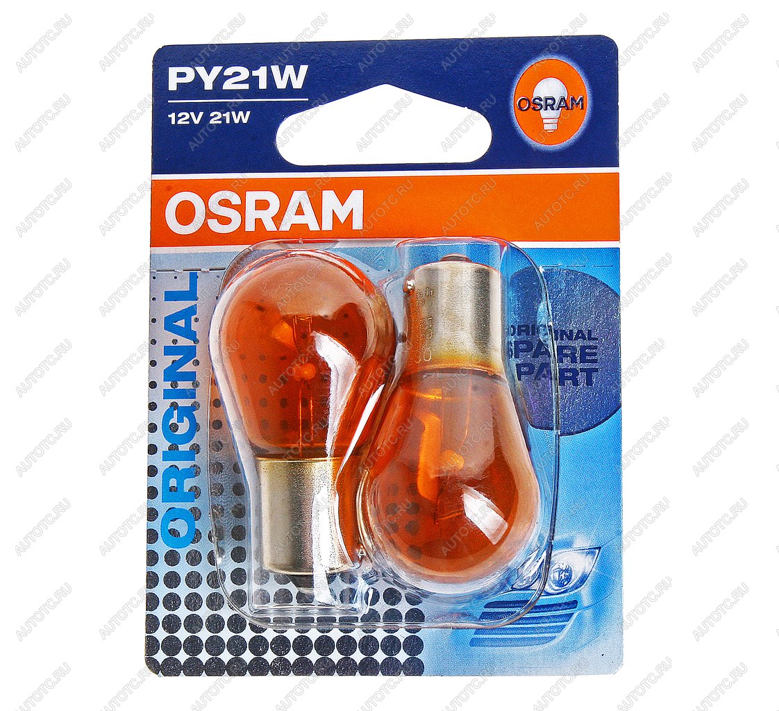 319 р. Лампа 12V PY21W BAU15s желтая блистер (2шт.) OSRAM OSRAM 7507-02b  с доставкой в г. Пермь