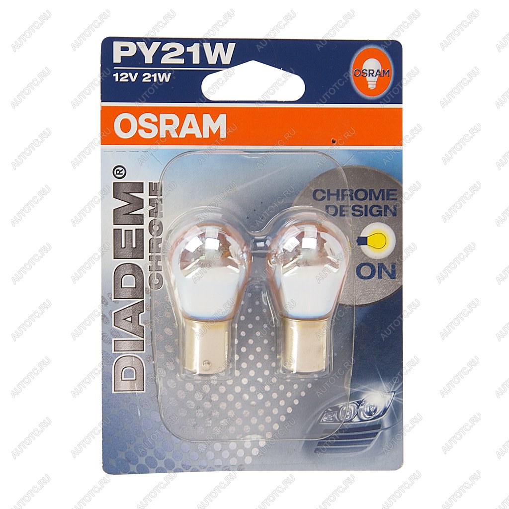 1 199 р. Лампа 12V PY21W BAU15s желтая блистер (2шт.) Diadem Chrome OSRAM OSRAM 7507dc-02b  с доставкой в г. Пермь