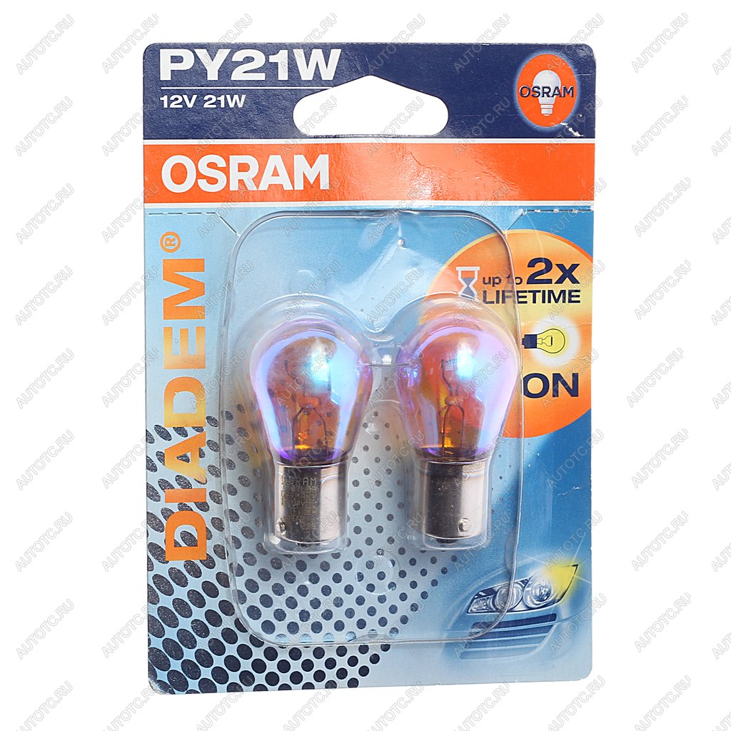 1 159 р. Лампа 12V PY21W BAU15s желтая блистер (2шт.) Diadem OSRAM OSRAM 7507lda-02b  с доставкой в г. Пермь