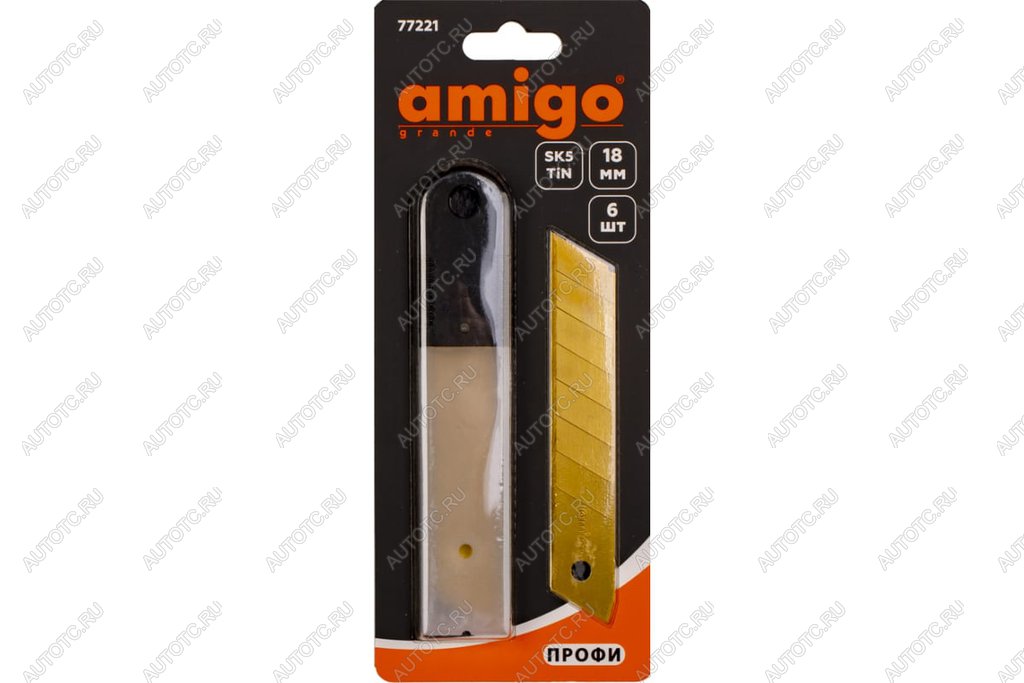 289 р. Лезвие для ножа сегментированное 18мм 6шт. AMIGO AMIGO 77221  с доставкой в г. Пермь