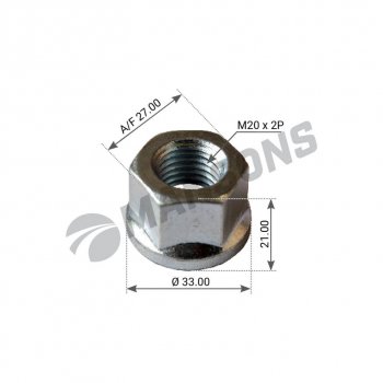 Гайка колеса BPW юбка неподвижная (M20х2h-20SW27) MANSONS MANSONS 790.186