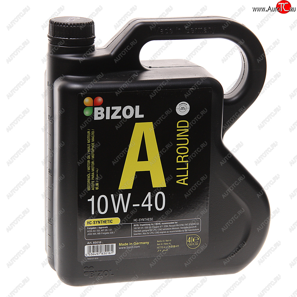3 599 р. Масло моторное ALLROUND 10W40 п/синт.4л BIZOL BIZOL 83016 BIZOL 83016  с доставкой в г. Пермь