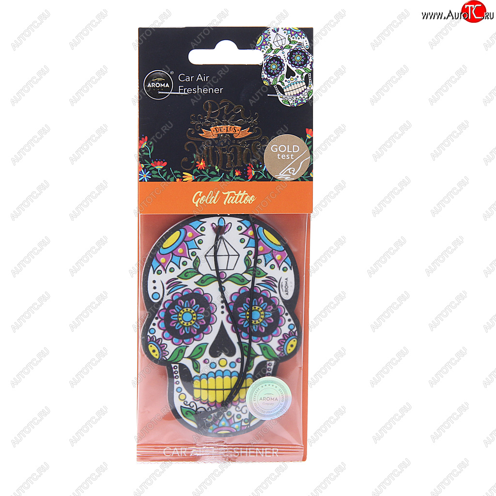 157 р. Ароматизатор подвесной пластина (gold tatoo) Dia De Los Muertos AROMA CAR AROMA CAR 83117  с доставкой в г. Пермь