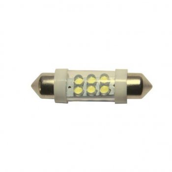 73 р. Лампа светодиодная 24V C10W SV8.5-8 6000K двухцокольная 6 светодиодов MEGAPOWER MEGAPOWER-AUTOMOTIVE 85154w-24  с доставкой в г. Пермь. Увеличить фотографию 1