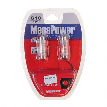231 р. Лампа светодиодная 12V C10W SV8.5-8 39мм 6000K 6 светодиодов блистер (2шт.) с тестером MEGAPOWER MEGAPOWER-AUTOMOTIVE 85154w-2блт  с доставкой в г. Пермь. Увеличить фотографию 1