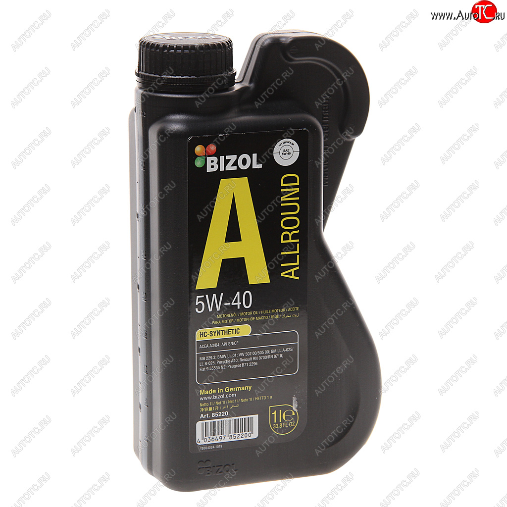 1 299 р. Масло моторное ALLROUND 5W40 синт.1л BIZOL BIZOL 85220  с доставкой в г. Пермь