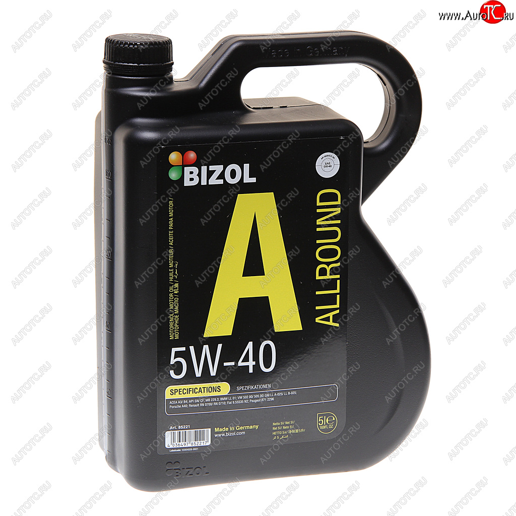 5 399 р. Масло моторное ALLROUND 5W40 синт.5л BIZOL BIZOL 85221  с доставкой в г. Пермь