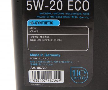 1 569 р. Масло моторное TECHNOLOGY 5W20 ECO синт.1л BIZOL BIZOL 85720  с доставкой в г. Пермь. Увеличить фотографию 2