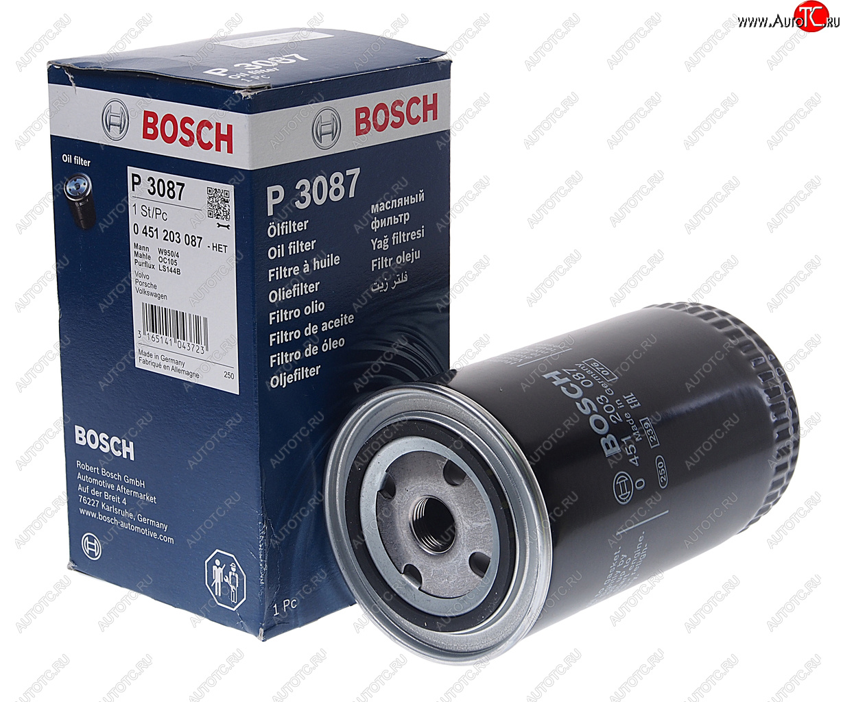 1 099 р. Фильтр масляный VW T4 (90-03),LT28-55 (-96) (DTDI) BOSCH BOSCH 0451203087  с доставкой в г. Пермь