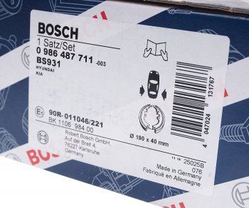 3 369 р. Колодки тормозные задние барабанные 4шт. BOSCH Hyundai Elantra HD (2006-2011)  с доставкой в г. Пермь. Увеличить фотографию 4