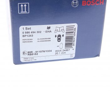 4 949 р. Колодки тормозные передние (4шт.) BOSCH Mercedes-Benz GLK class X204 рестайлинг (2012-2015)  с доставкой в г. Пермь. Увеличить фотографию 4