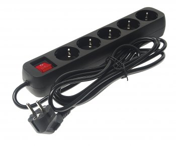 Фильтр сетевой 3м 10А 2200Вт 5 гнезд с заземлением черный DEFENDER DEFENDER 99342