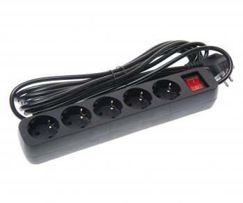 Фильтр сетевой 5м 10А 2200Вт 5 гнезд с заземлением черный DEFENDER DEFENDER 99343