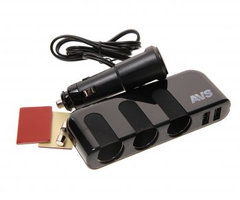 1 079 р. Разветвитель прикуривателя 3-х гнездовой + 2 USB AVS AVS a40863s AVS a40863s  с доставкой в г. Пермь. Увеличить фотографию 1