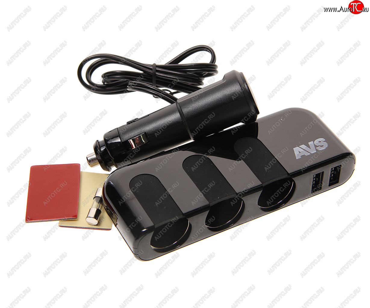 1 079 р. Разветвитель прикуривателя 3-х гнездовой + 2 USB AVS AVS a40863s AVS a40863s  с доставкой в г. Пермь