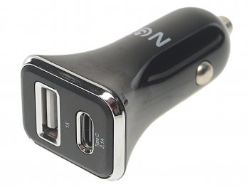 449 р. Устройство зарядное в прикуриватель 1USB + 1 Type C 12V FAISON FAISON a-42 pair black  с доставкой в г. Пермь. Увеличить фотографию 1