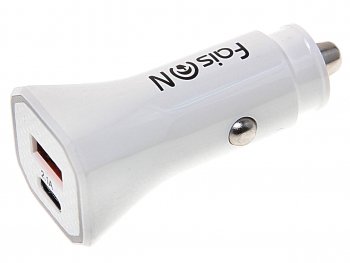 449 р. Устройство зарядное в прикуриватель 1USB + 1 Type C 12V FAISON FAISON a5 white  с доставкой в г. Пермь. Увеличить фотографию 1