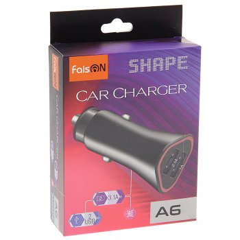 479 р. Устройство зарядное в прикуриватель 2USB 12V FAISON FAISON a-6 black  с доставкой в г. Пермь. Увеличить фотографию 3