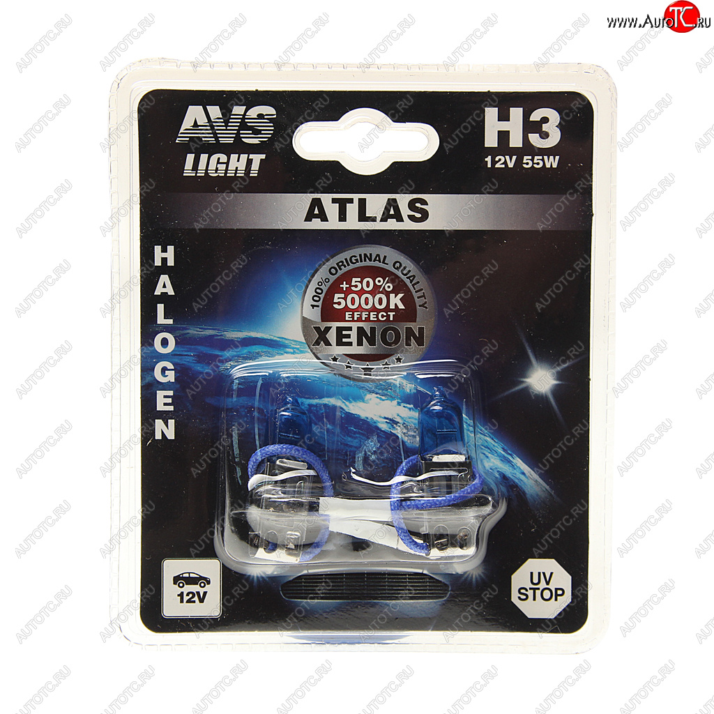 299 р. Лампа 12V H3 55W PK22s блистер (2шт.) AVS AVS a78568s  с доставкой в г. Пермь