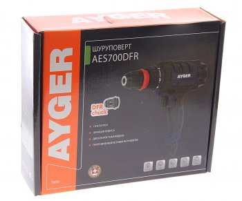 4 299 р. Шуруповерт сетевой 700Вт 22Нм 0-1800обмин. БЗП AYGER AYGER aes700dfr  с доставкой в г. Пермь. Увеличить фотографию 3