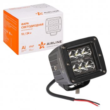 1 129 р. Фара рабочего света 82х75х75мм 18Вт 6LED (направленный свет) квадратная AIRLINE AIRLINE aled009  с доставкой в г. Пермь. Увеличить фотографию 4