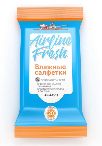 48 р. Салфетка влажная антибактериальная 18х15см в мягкой упаковке 20шт. AIRLINE AIRLINE an-af-01  с доставкой в г. Пермь. Увеличить фотографию 2