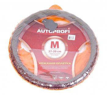 1 039 р. Оплетка руля (M) 37-39см серая натуральная кожа AUTOPROFI AUTOPROFI ap-156 d.gy (m)  с доставкой в г. Пермь. Увеличить фотографию 1