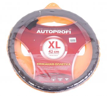 1 349 р. Оплетка руля (XL) 41-43см кожа натуральная AUTOPROFI AUTOPROFI ap-396 bk (xl)  с доставкой в г. Пермь. Увеличить фотографию 1