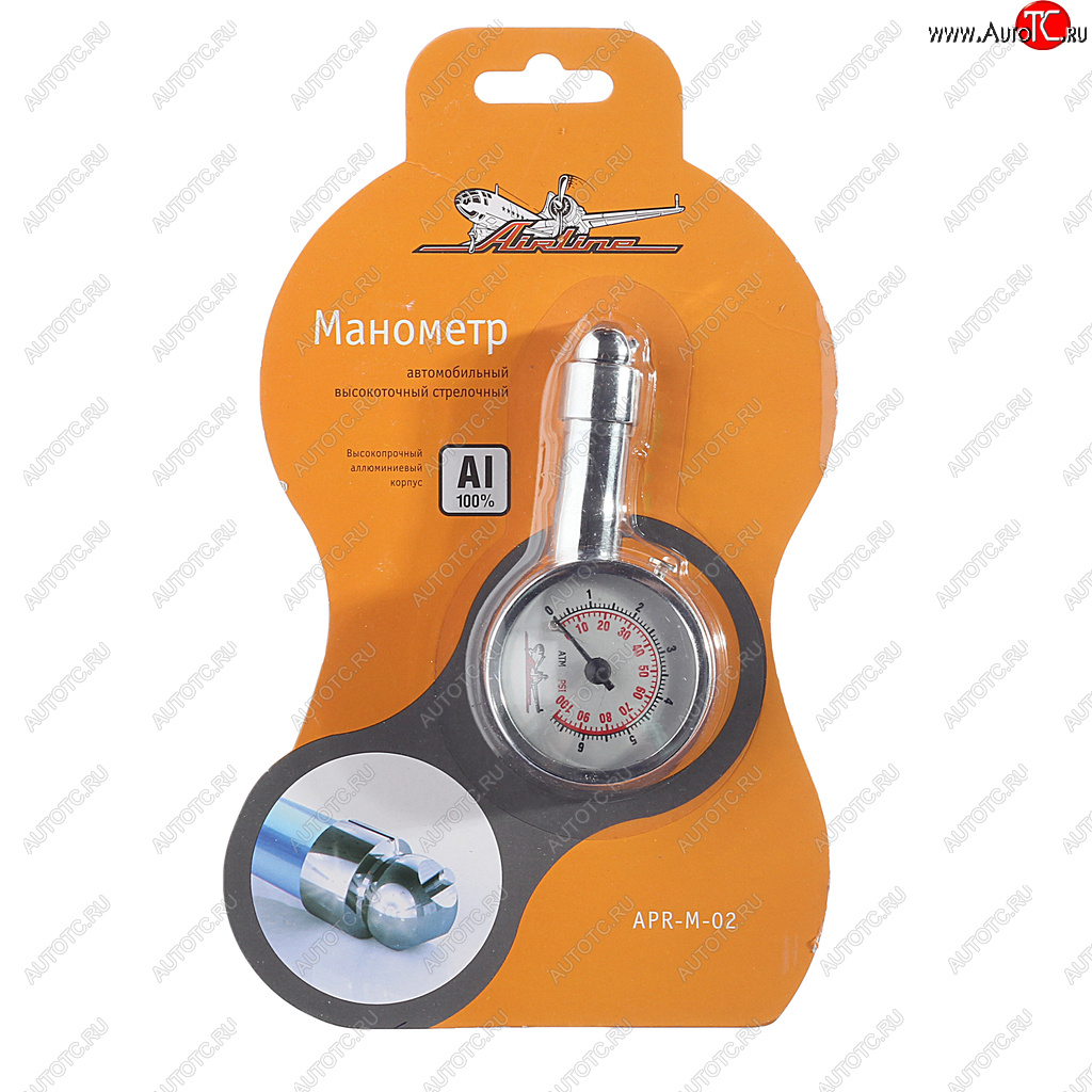 399 р. Манометр шинный механический 7.5атм. металл AIRLINE AIRLINE apr-m-02  с доставкой в г. Пермь