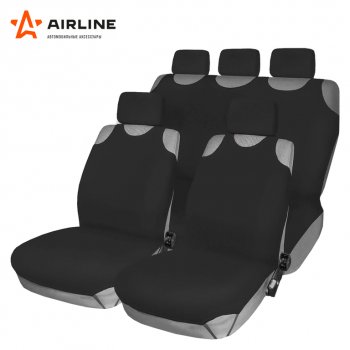2 199 р. Универсальные чехлы сидений (майка, 7 предм., полиэстер) AIRLINE Honda StepWagon RF3,RF4 минивэн дорестайлинг (2001-2003) (черные)  с доставкой в г. Пермь. Увеличить фотографию 4