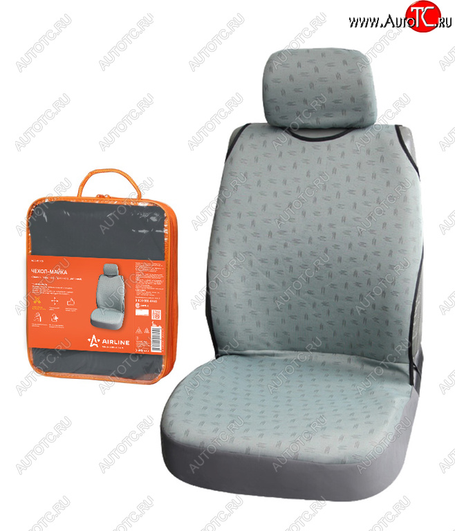 1 079 р. Универсальный чехол сиденья (майка, 1 предм., жаккард) AIRLINE Виспер  Toyota Noah 3 дорестайлинг (2014-2017) (серый)  с доставкой в г. Пермь