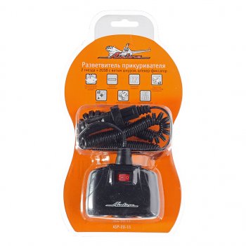 1 099 р. Разветвитель прикуривателя 2-х гнездовой 12V 2USB витой шнур AIRLINE AIRLINE asp-2u-11  с доставкой в г. Пермь. Увеличить фотографию 1