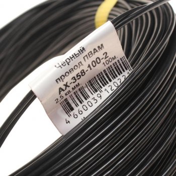 5 999 р. Провод монтажный ПВАМ 100м (сечение 2.5 кв.мм) черный CARGEN CARGEN ax3581002  с доставкой в г. Пермь. Увеличить фотографию 2