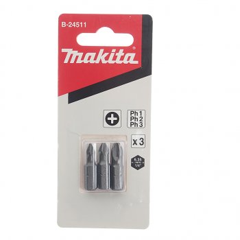 161 р. Набор бит 1/4 PH1, PH2, PH3 25мм 3 предмета в блистере MAKITA MAKITA b-24511 MAKITA b-24511  с доставкой в г. Пермь. Увеличить фотографию 1